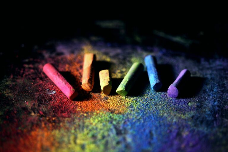 chalk in the color of the rainbow. Representing LGBTQ+ intimate moments.